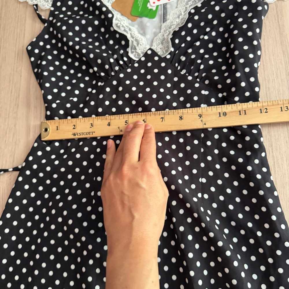 RIHOAS Polka Dots Collection Lace Trim Maxi Dress Black White XS New - Picture 6 of 7